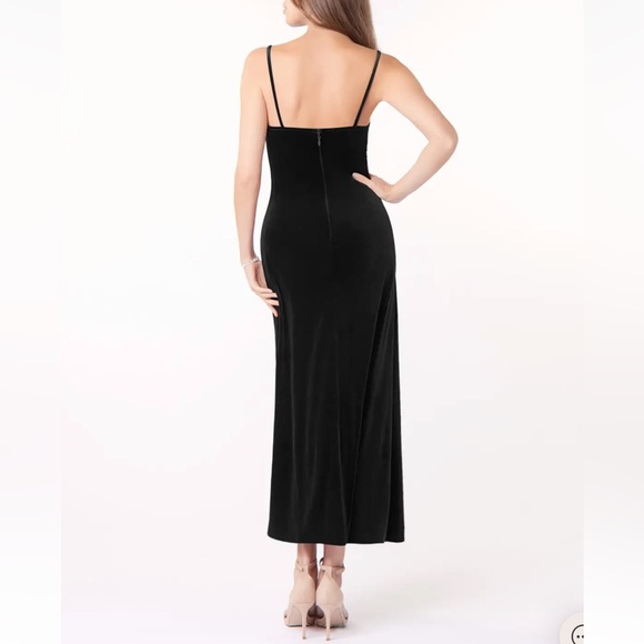 Azazie Lexi Velvet Dress, Tea Length Black Dress - Picture 2 of 4